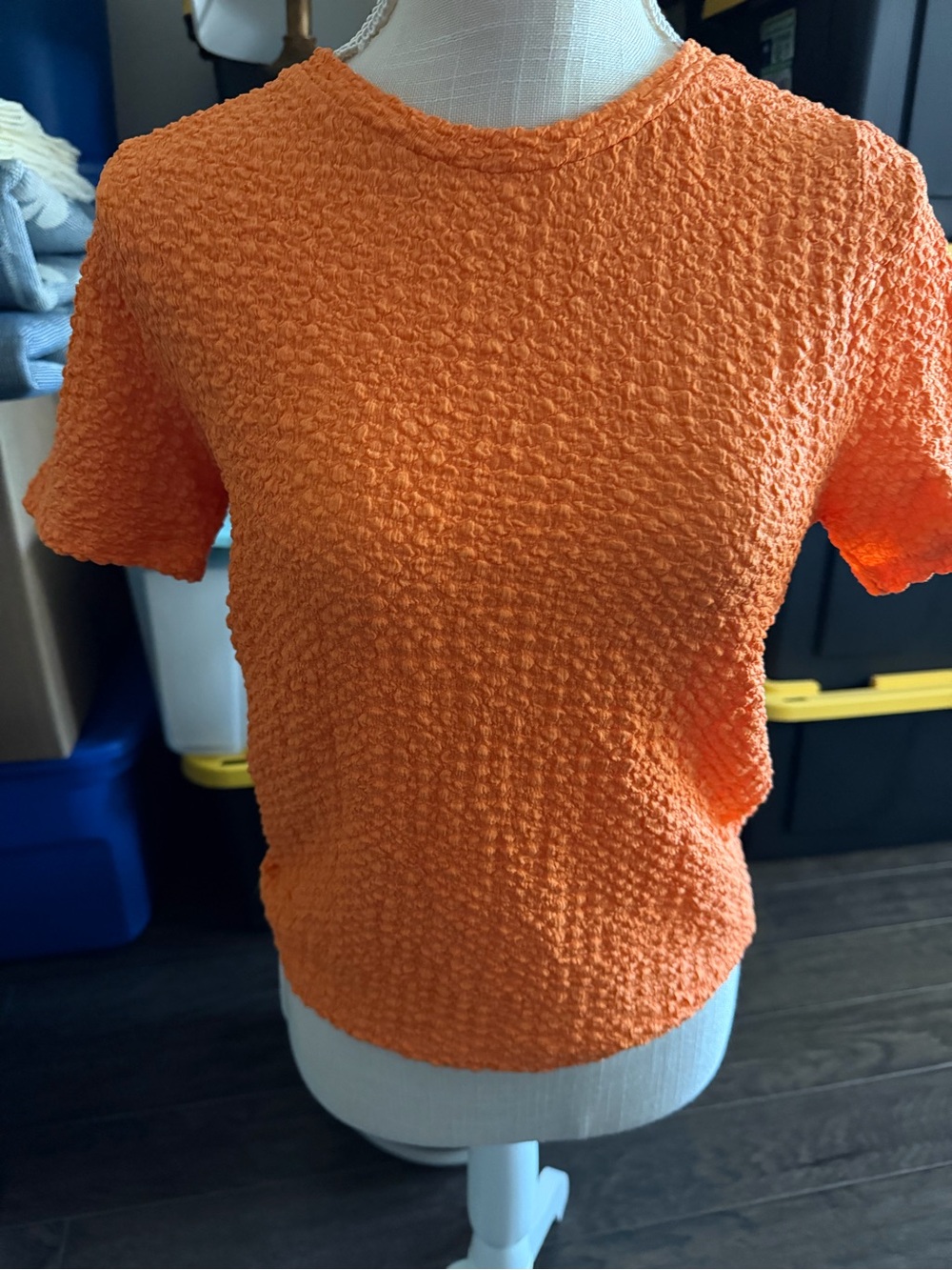 Mango || textured t shirt in orange